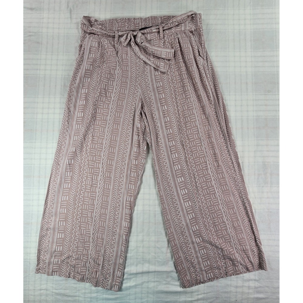 Torrid Womens Challis Self Tie Elastic Waist Wide Leg Pant Taupe Beige 3X NWT
